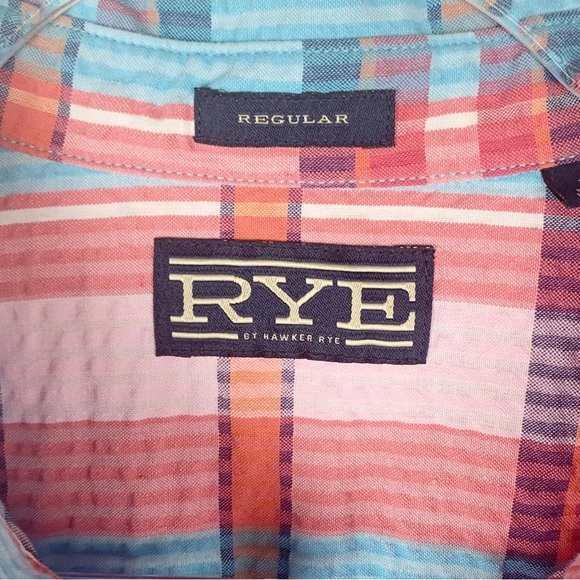 Rye by Hawker Rye Seersucker Plaid Button Front Short Sleeve size XL - Picture 3 of 11